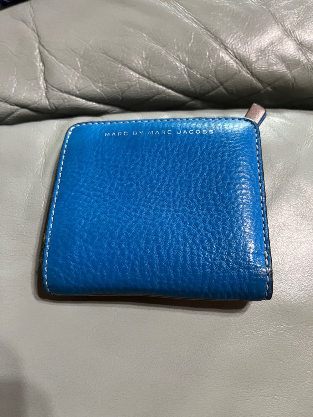 Marc by Marc Jacobs Bright Blue Pebbled Leather Zip Wallet